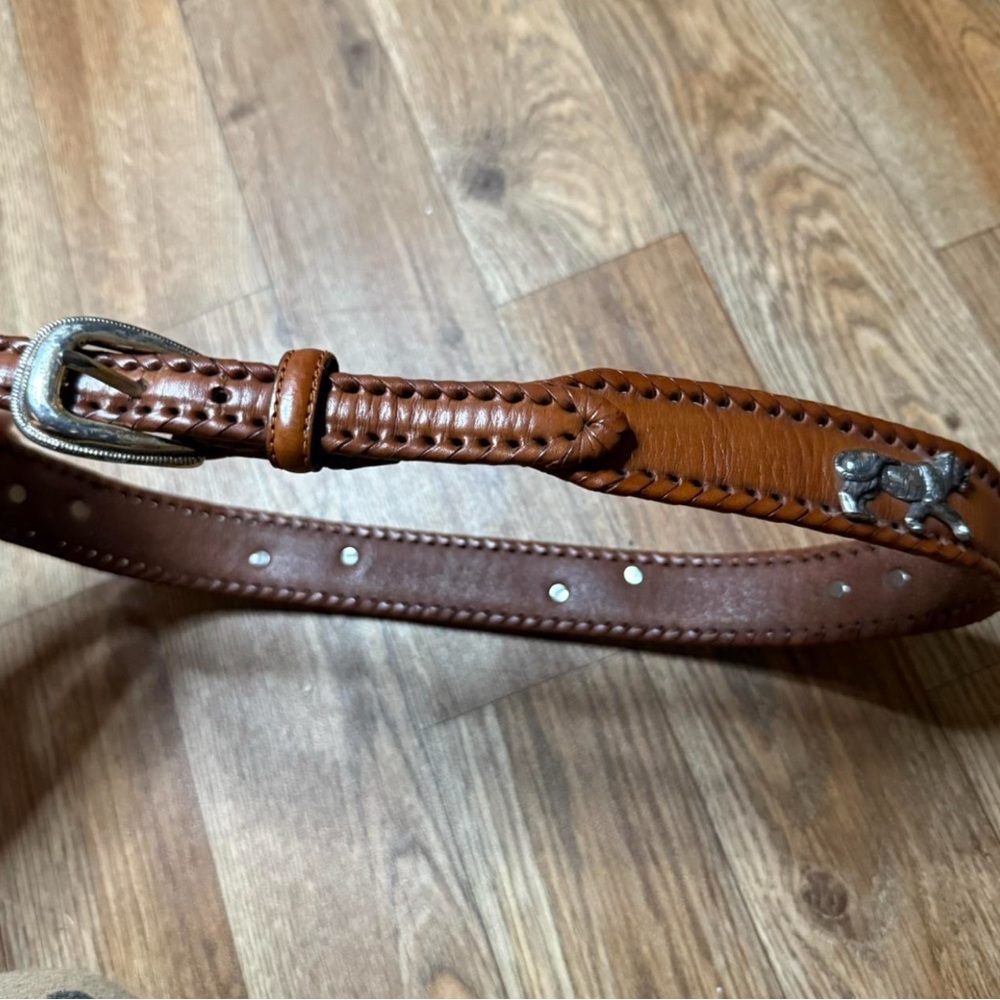 Brighton Leather Belt Brown Western Animal 90’s Vintage Safari